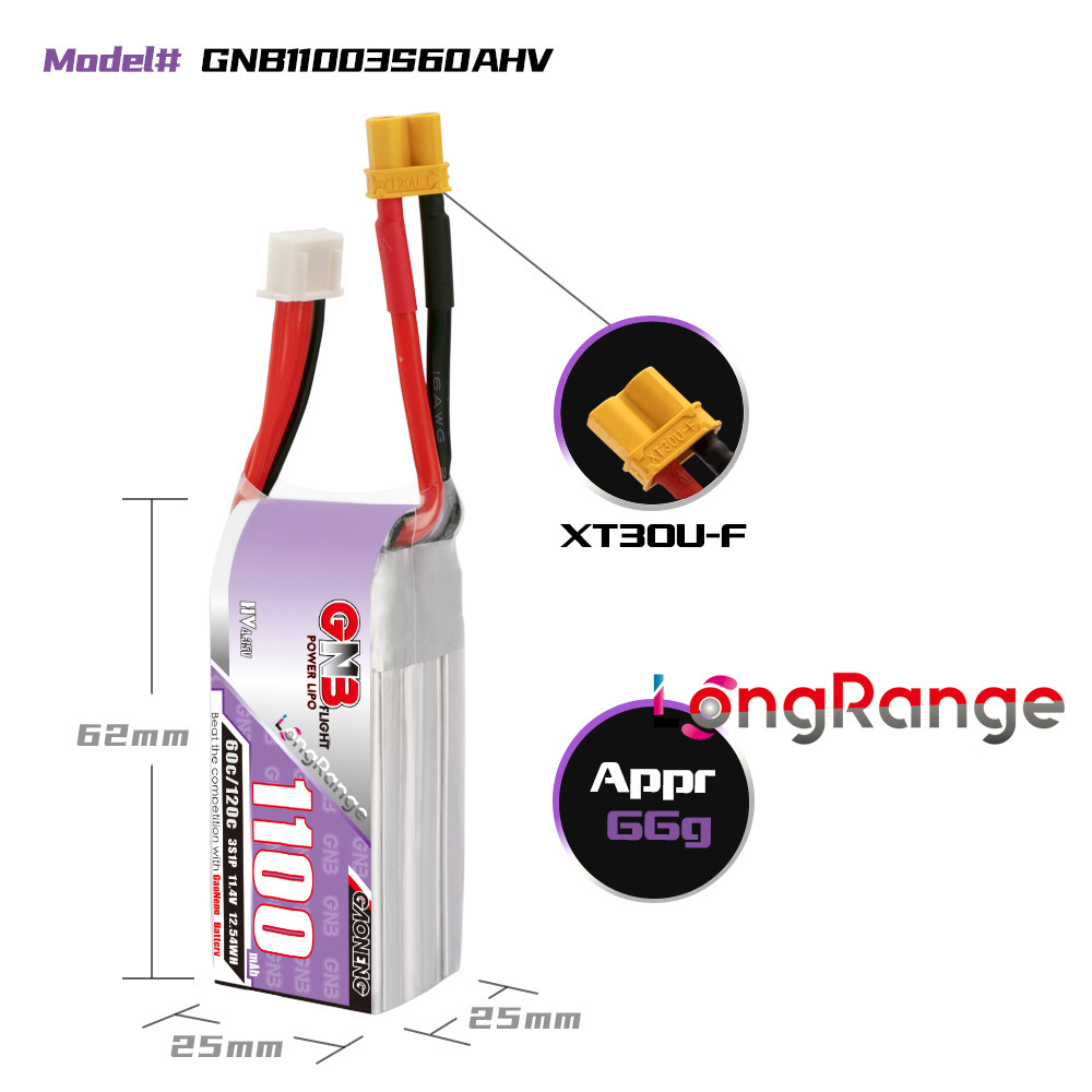 GNB 1100mAh 2S 3S 4S 6S 60C/12 – Drone Racing Battery Bewertung und Preis