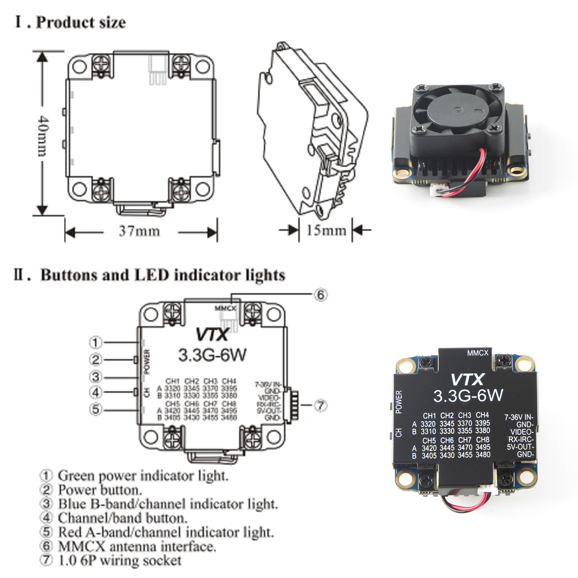 FPV Video Transmitter 3.3G 6W  – Drone Racing Vtx Bewertung und Preis