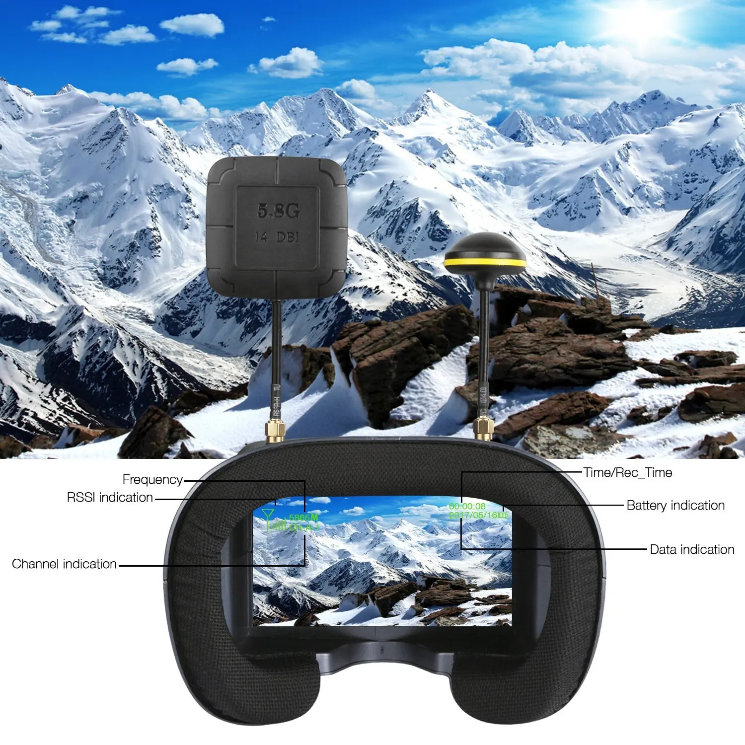 FPV Goggles 008D 5.8G 40CH 4.3 – Drone Racing Goggles Bewertung und Preis